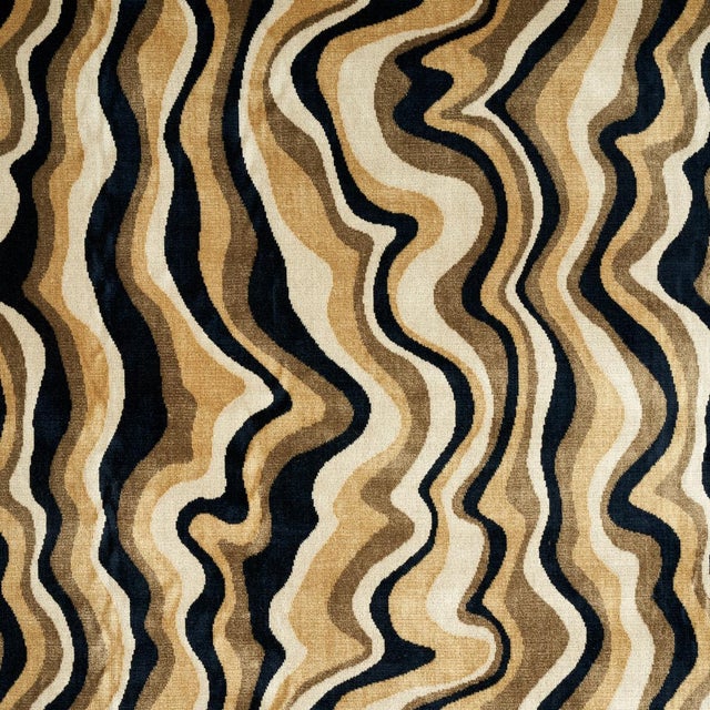 SAMPLE - Schumacher Swirl Velvet Fabric In Neutral For Sale