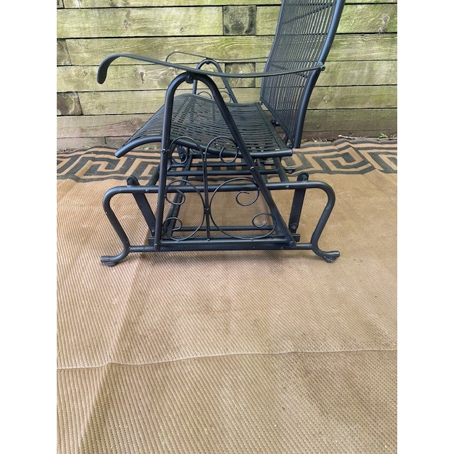 1980s Woodard Style Wrought Iron Swinging Bench For Sale - Image 10 of 10