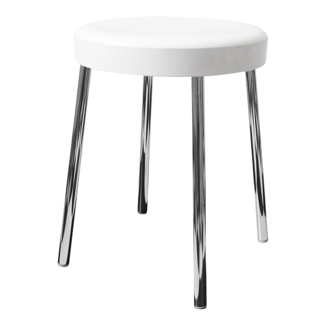 1970s Carrara & Matta S501 Vintage White & Chrome Stool, Made in Italy For Sale