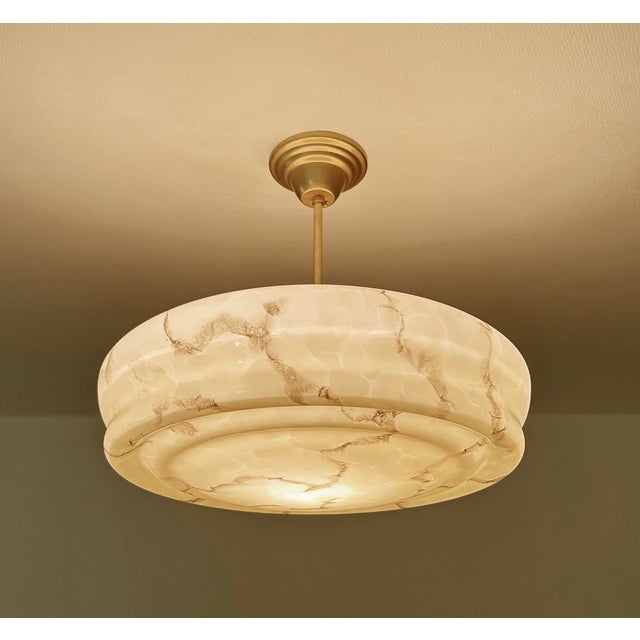 Art Deco Ivory Marble Glass Pendant Light, 1930s For Sale - Image 6 of 18