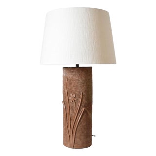 Vintage Cylinder Ceramic and Stoneware Lamp, 1950s For Sale