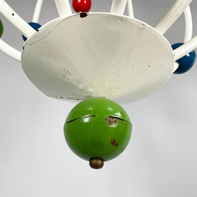 Mid-Century Italian Chandelier with Colored Spheres, 1940s For Sale - Image 15 of 17