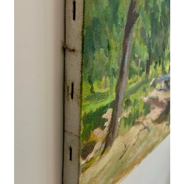Mid 20th Century Vintage Impressionist Woodsy Landscape Oil Painting For Sale - Image 5 of 8
