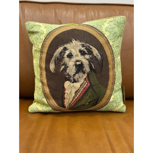 French Rare Vintage Thierry Poncelet Dog Portrait Pillows For Sale - Image 3 of 11