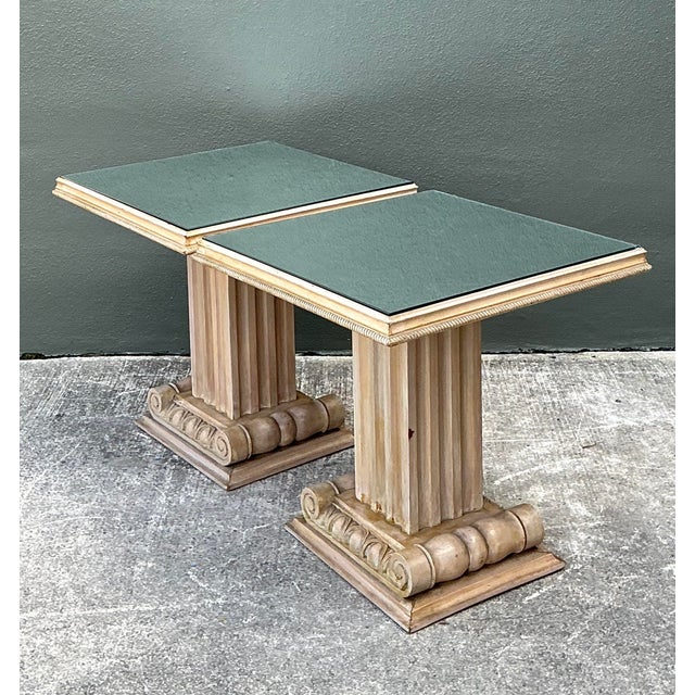 John Stuart Vintage John Stuart Carved Column Side Tables After T. H. Robsjohn Gibbings - A Pair For Sale - Image 4 of 12