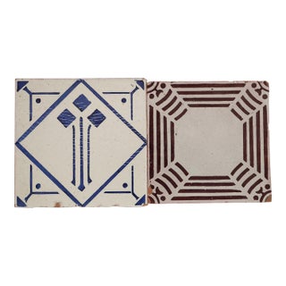 1920s Antique Bauhaus Portuguese Set of Two Tiles For Sale