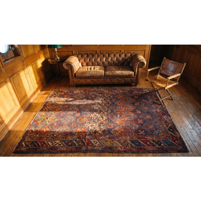1880s Multicolor Geometric Tribal Antique Nw Persian Rug 4'3" X 9'0" Handwoven Wool Carpet For Sale In New York - Image 6 of 8