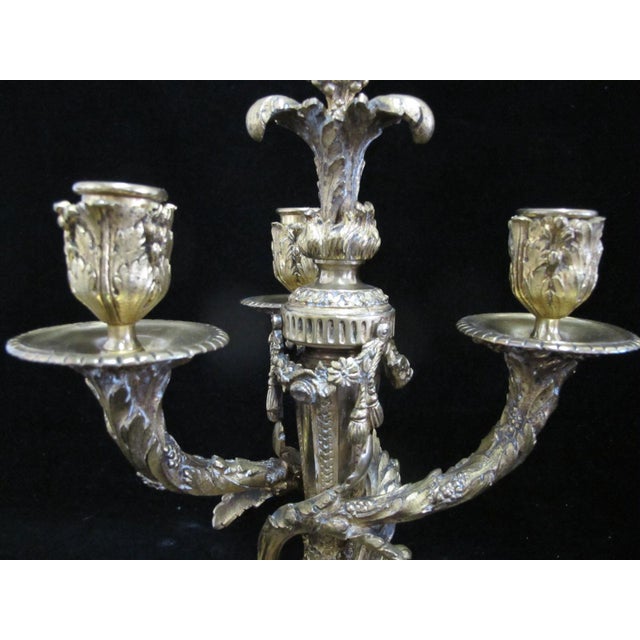 Antique 19thc French Gilt Bronze Ornate Rococo Style Candelabra Candlestick Pair For Sale - Image 11 of 15