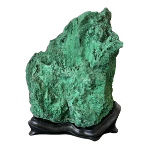 Natural Malachite Scholar Stone on Display Stand