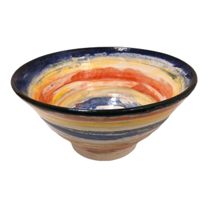 2015 Coastal Landscape Pottery Handmade Stoneware Bowl Colorful Striped Modern