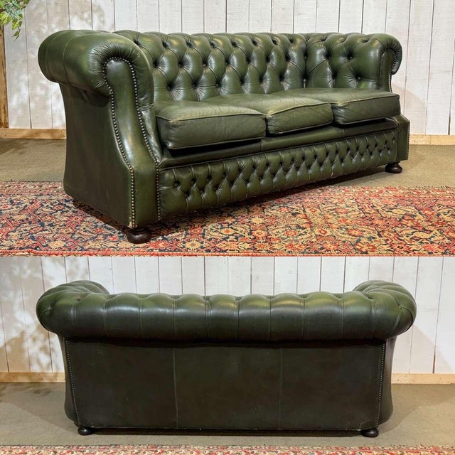 Chesterfield Leather 3-Seater Sofa, 1970s For Sale - Image 15 of 18