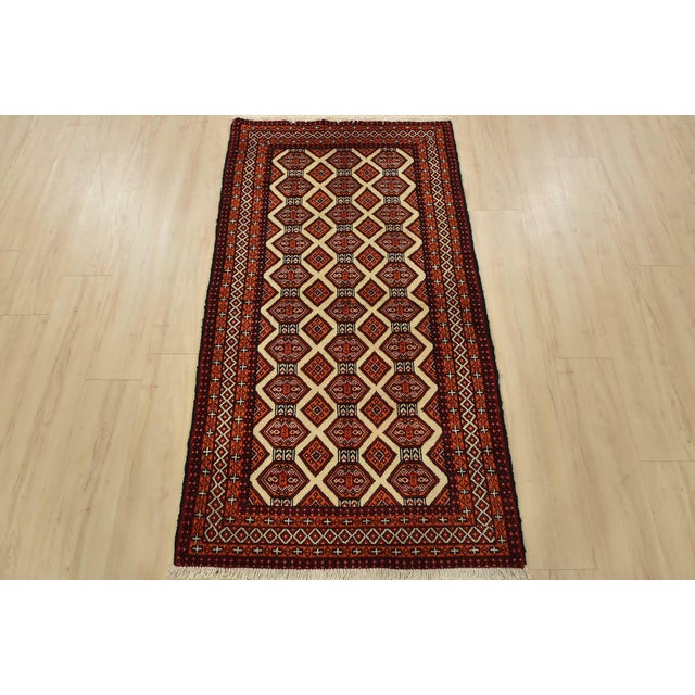 Cabin Baloch Rug 3’1” X 5’7” Ivory Wool Vintage Tribal Hand-Knotted Oriental Carpet For Sale - Image 3 of 12