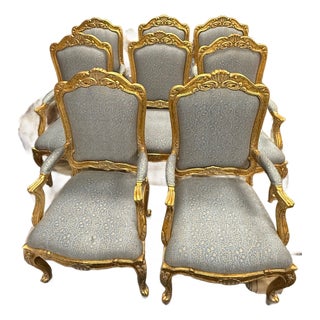 1990s 8 Fortuny Upholstered Classic Dining Room Chairs For Sale