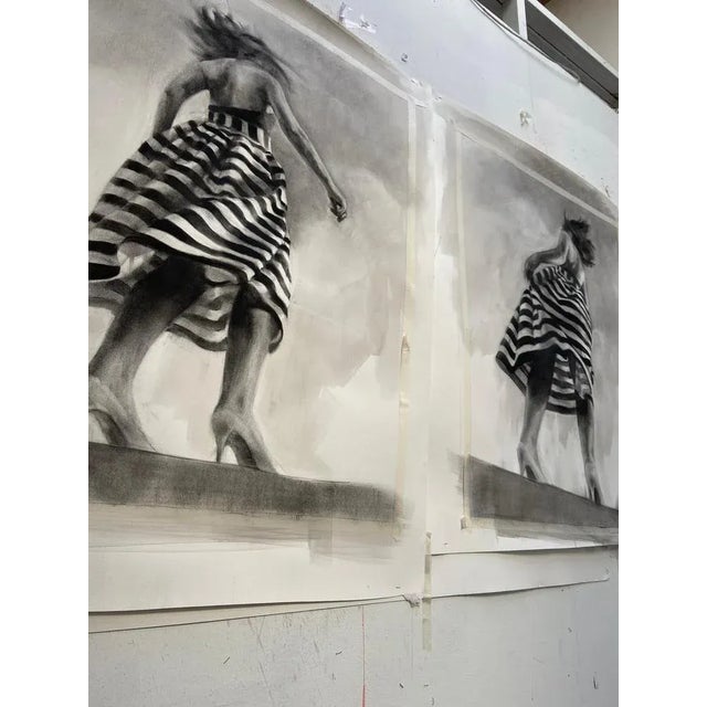 Performance II, 2021, Charcoal & Ink For Sale - Image 3 of 11