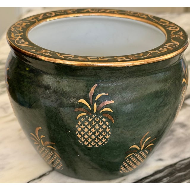 1990’s Andrea by Sadek Pineapple Motif Small Fish Bowl Planter For Sale - Image 14 of 14