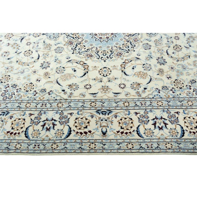 Hand-Knotted Oriental Rug Nain 9la Rug with Silk For Sale - Image 9 of 13