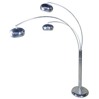 Mid 20th Century Robert Sonneman Mid Century Modern 3 Swing Arm Globe Chrome Arched Floor Lamp For Sale