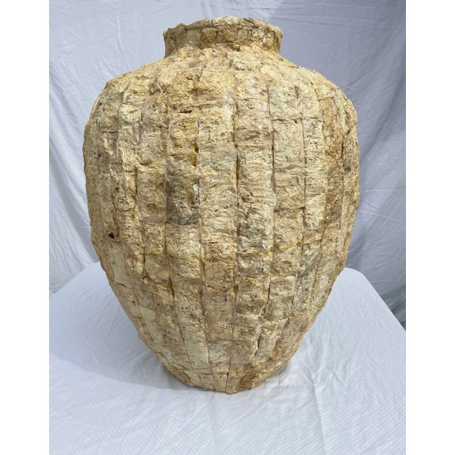 Raw Tessellated Fossil Stone Floor Vase For Sale - Image 4 of 9