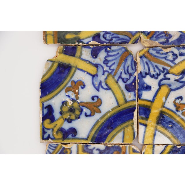 17th Century Set of Six Floral Tiles, Portuguese For Sale - Image 4 of 11