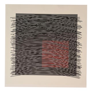Jesus Rafael Soto, Red Virtual Square on the Right, 1981, Silk-screen For Sale