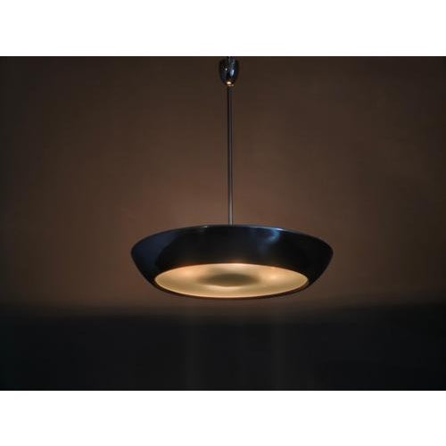 Bauhaus UFO Pendant Light in Chrome and Glass from Drupol, 1940s For Sale - Image 12 of 13