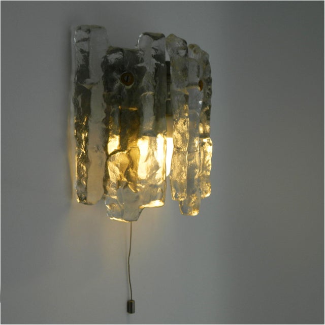 Vintage Ice Glass Wall Light by J. T. Kalmar, Vienna, Austria, 1970s For Sale - Image 10 of 13