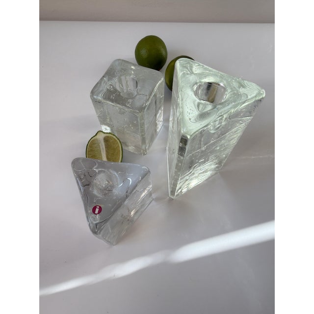 Iittala Arkipelago Ice Glass Candleholders by Timo Sarpaneva for Iittala, Finland, 1980s, Set of 3 For Sale - Image 4 of 15