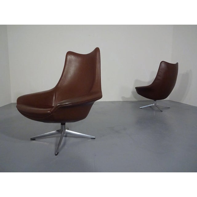 Danish Pirouette Swivel Chair in Leather by H. W. Klein for Bramin, 1960s For Sale - Image 11 of 18