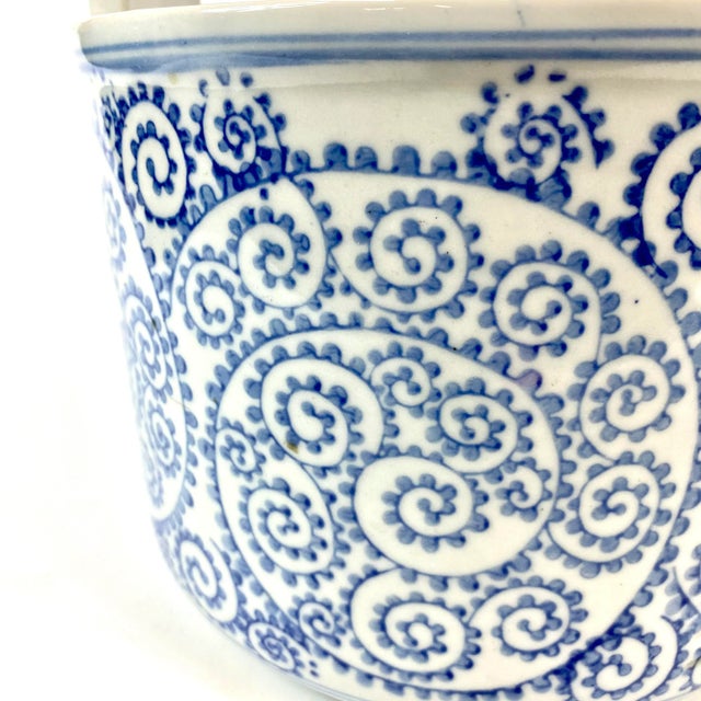 Blue 1990s Porcelain Blue and White Container For Sale - Image 8 of 9