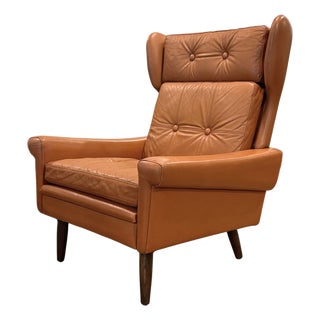 Mid 20th Century Danish Leather Lounge Chair Attributed Svend Skipper For Sale