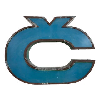 Large Vintage Blue Advertising Letter Č, 1960s For Sale