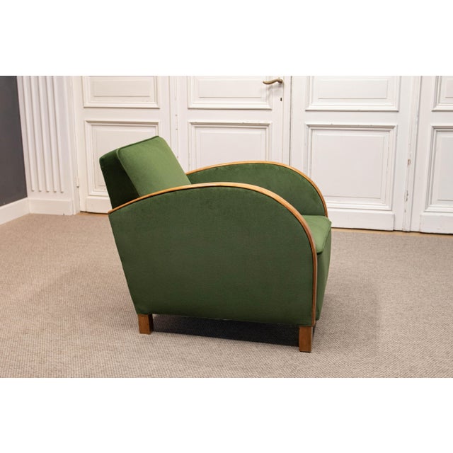 Vintage Lounge Chair in Green Velvet, Sweden, 1930s For Sale - Image 10 of 13
