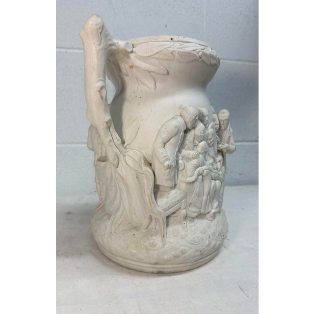 Ceramic Antique 19th Century Parian Porcelain Jug Pitcher Copeland & Co Death Wellington For Sale - Image 7 of 12