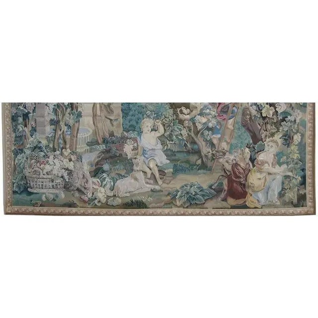 19th Century Vintage Tapestry Depicting Grape Harvest For Sale - Image 5 of 9