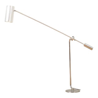 Counterbalance Floor Lamp in Chrome-Plated Metal with Aluminum Cylinder Shade For Sale
