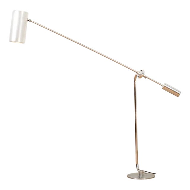Counterbalance Floor Lamp in Chrome-Plated Metal with Aluminum Cylinder Shade For Sale