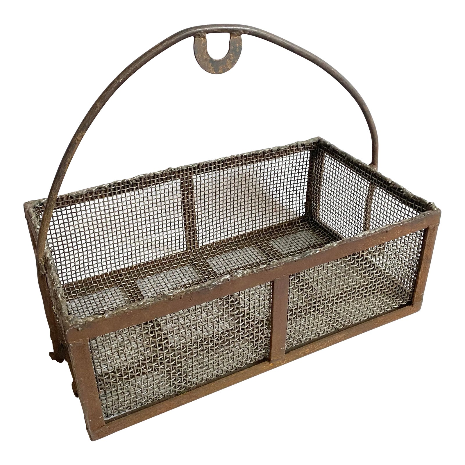 Vintage Industrial Metal Basket Log Holder Chairish