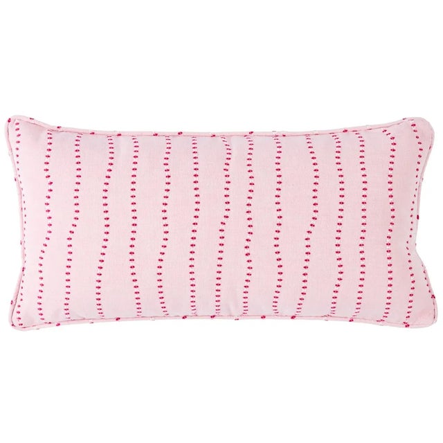Contemporary Schumacher Elodie Embroidery 24" Lumbar Pillow in Rose For Sale - Image 3 of 3