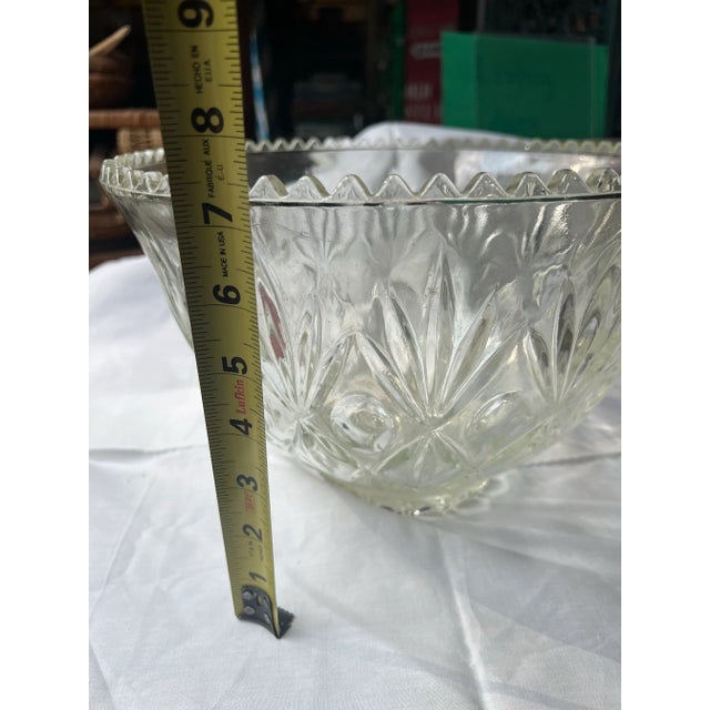 Vintage Large Glass Etched Bowl For Sale - Image 4 of 8