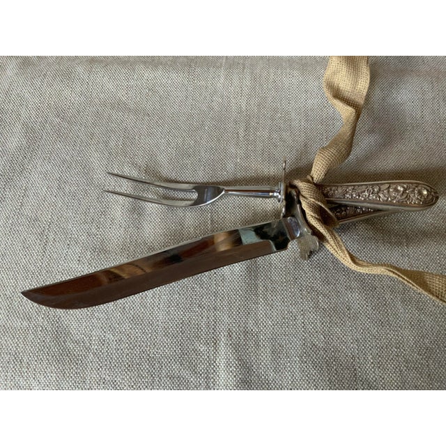 Art Nouveau Sterling Silver Art Nouveau Carving Set by Steiff, c.1900 - Repousse Pattern For Sale - Image 3 of 9