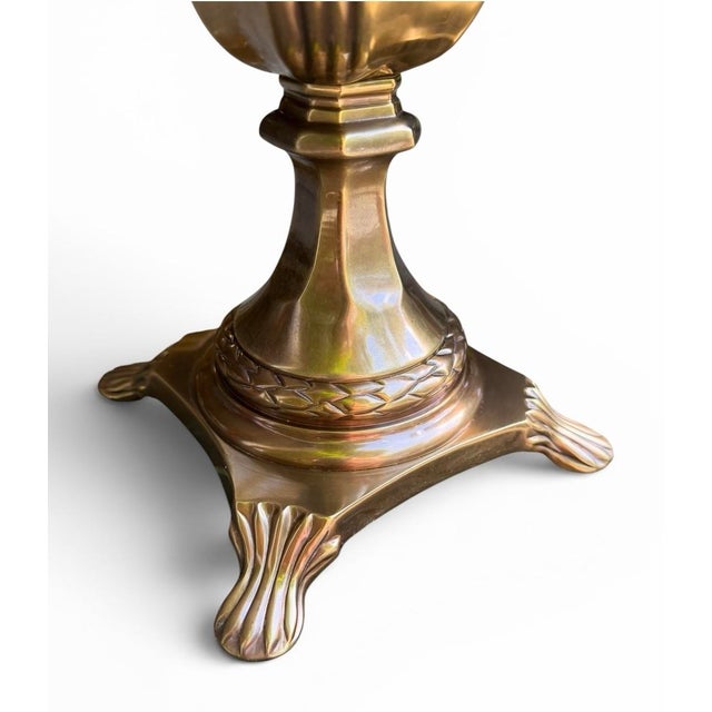 Pair of Vintage Hollywood Regency Faceted Solid Brass Table Lamps For Sale In New York - Image 6 of 8
