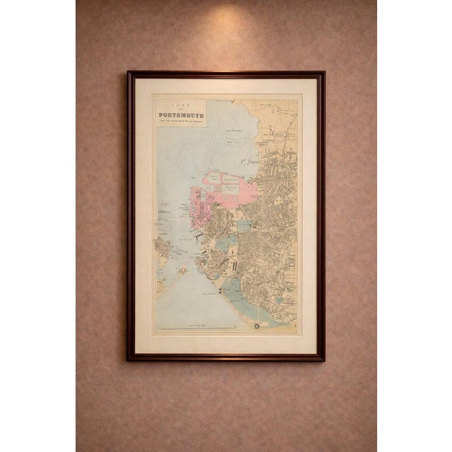 This finely engraved and attractively coloured town plan of Portsmouth was published in 1885 by the London cartographer...