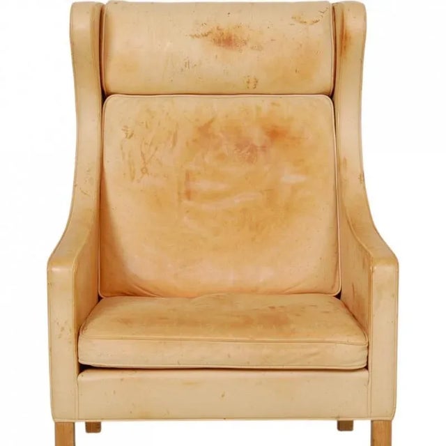2000 - 2009 2204 Wing Chair in Natural Leather by Børge Mogensen, 2000s For Sale - Image 5 of 18