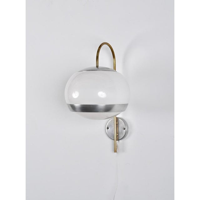 Italian Sconces in White Acrylic Glass and Brass from Stilux, 1970s, Set of 2 For Sale - Image 18 of 18