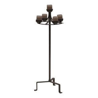 Mid-Century French Patinated Metal Floor Torch, 1960s For Sale
