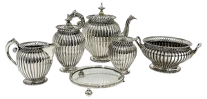 Dutch Silver Tea Service attributed to Van Kempen & Zn, 1894, Set of 6
