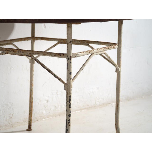 Wood Antique Round Metal Outdoor Table, France, 1900s For Sale - Image 7 of 12