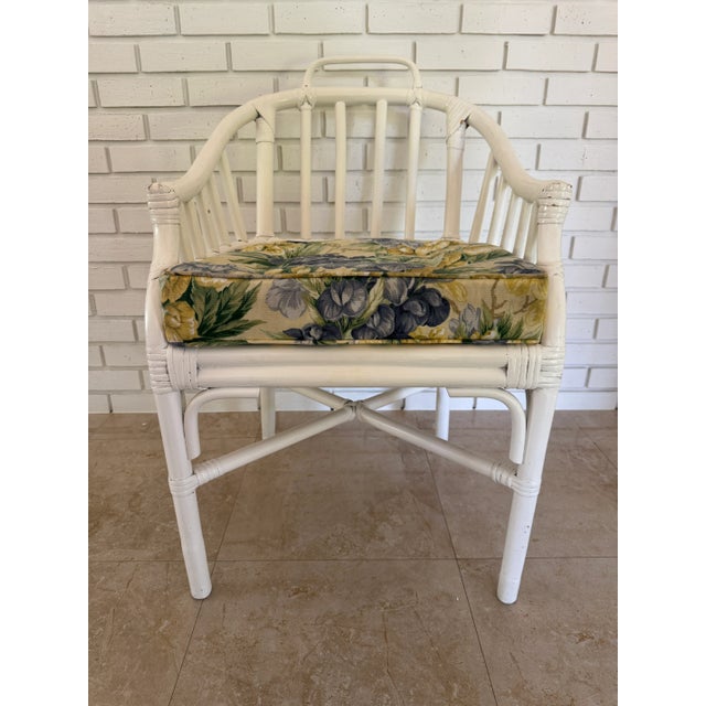 Shabby Chic Vintage 1960s McGuire Style Rattan Arm Chair For Sale - Image 3 of 8