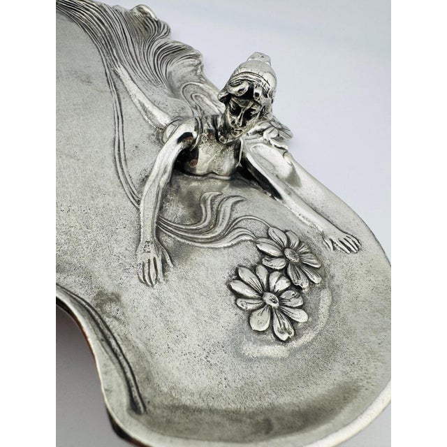 Metal Art Nouveau Pewter Jewelry Tray by Achille Gamba, 20th Century For Sale - Image 7 of 10