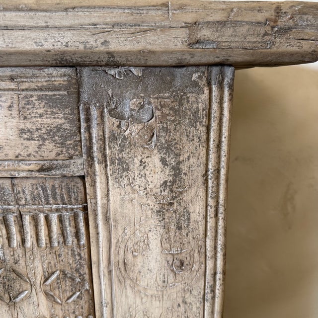 Vintage Reclaimed Fir 3 Door Carved Console For Sale - Image 15 of 18